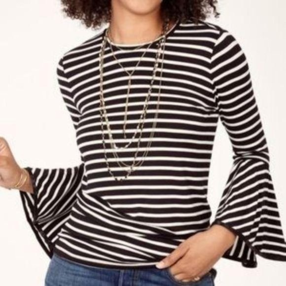Stella & Dot Maette Avery striped Bell Sleeve Top - Picture 2 of 11